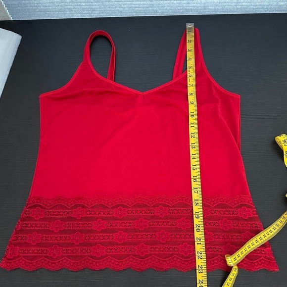 Body Form Red V-Neck Wide Strap Pullover Lace Hem Tank Top Women's Plus Size 2X - Picture 10 of 11